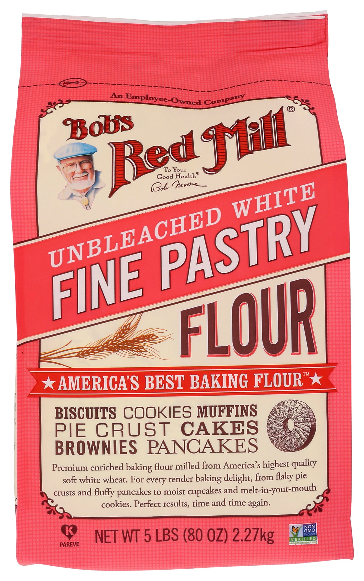 Bob's Red Mill Unbleached White Fine Pastry Flour, 5 Pound (Pack of 4)
