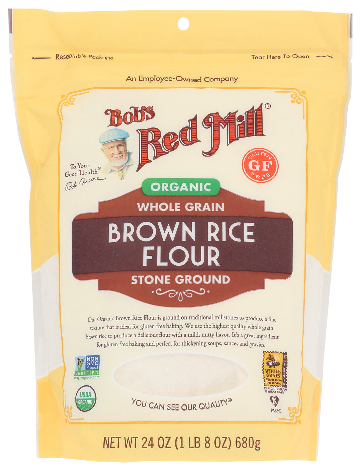 Bob's Red Mill Organic Whole Grain Stone Ground Brown Rice Flour, 24oz (Pack of 4)