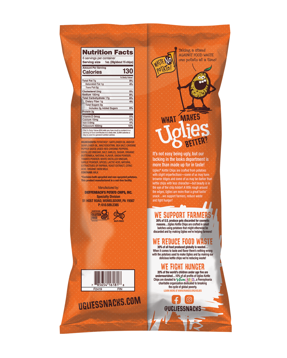 Uglies Buffalo Ranch Kettle Chip, 6 Oz, Pack of 12