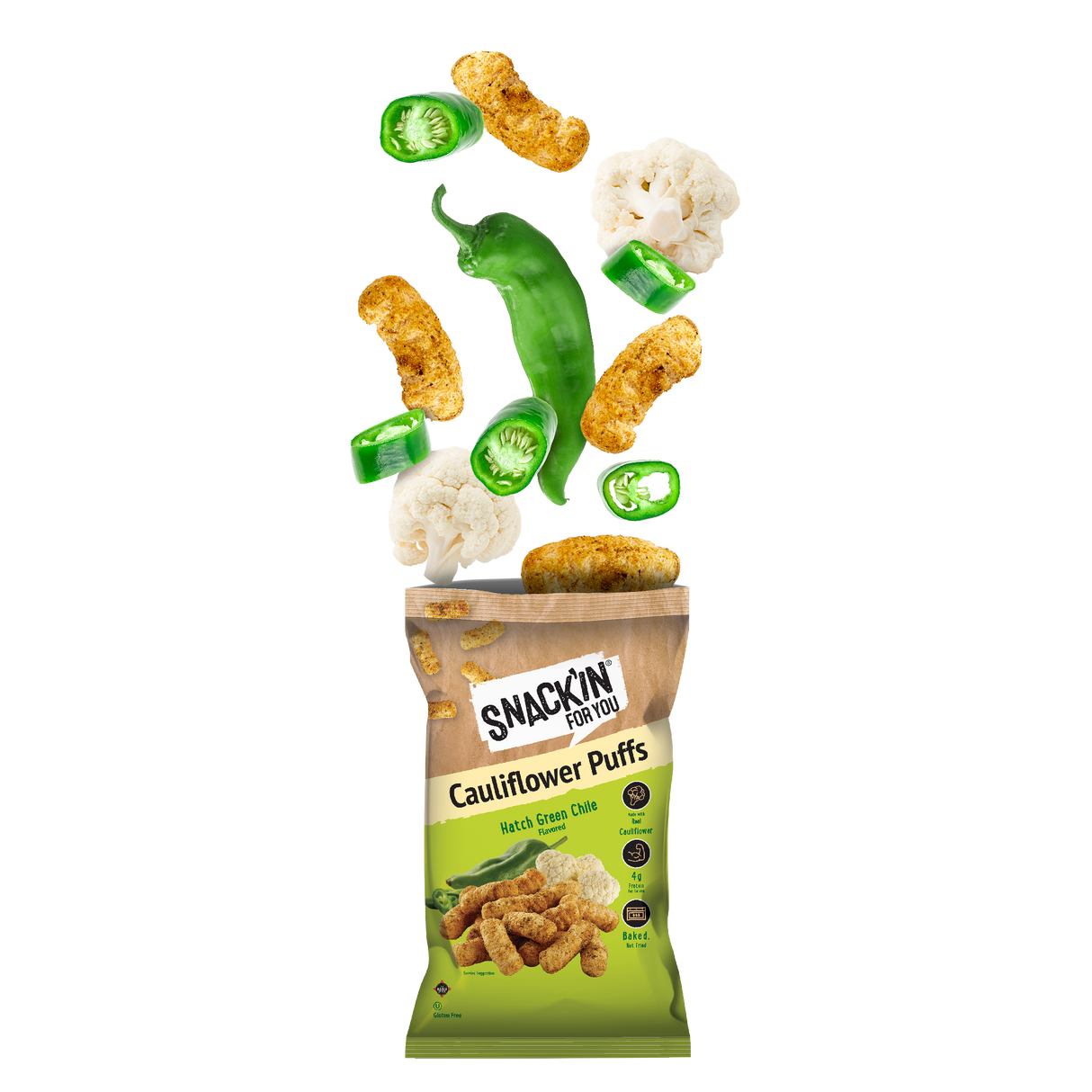 Cauliflower Puffs Hatch Green Chile, 4 oz, Pack of 12