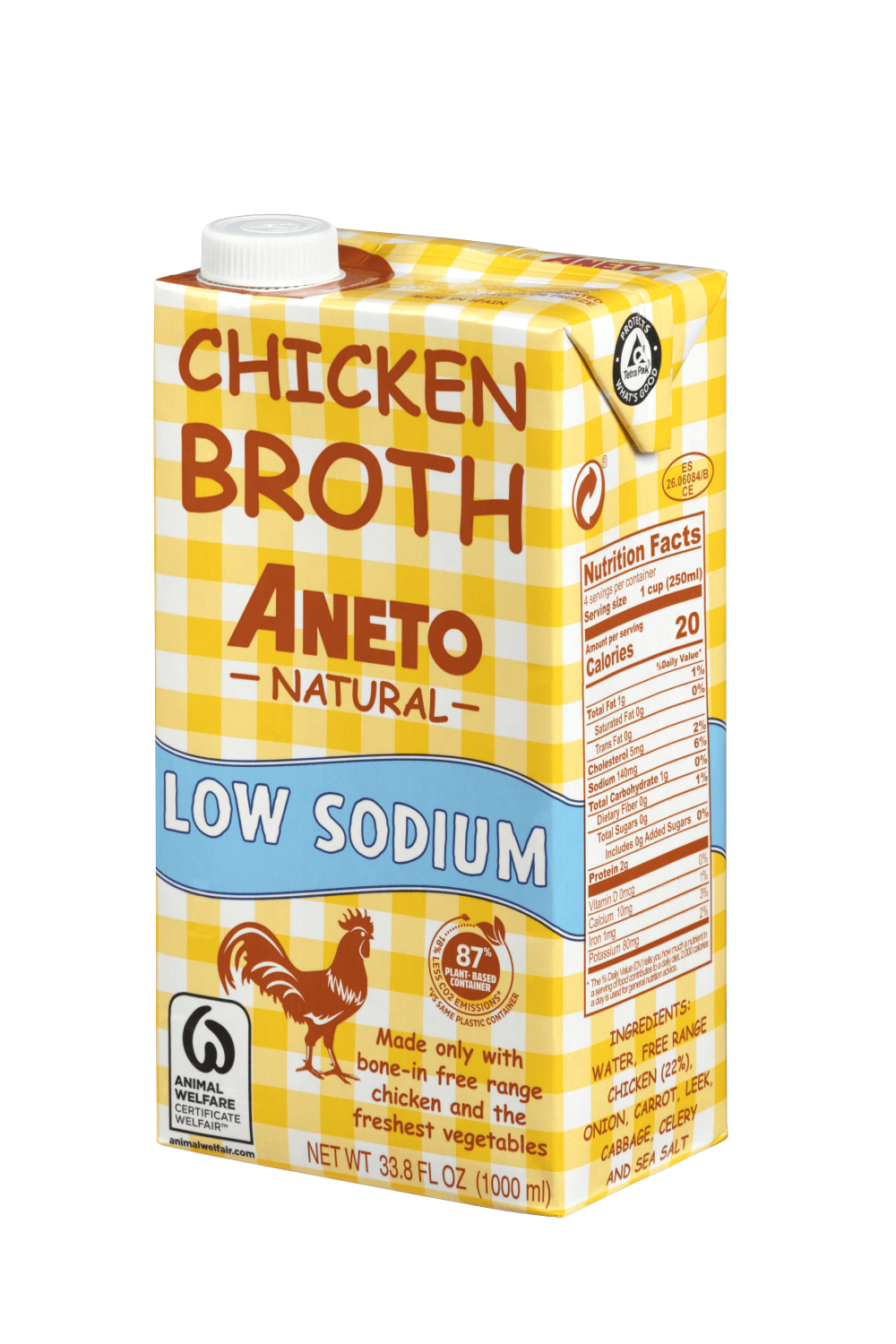 Aneto, Chicken Broth Low Sodium, 1 LT, 6 Pack