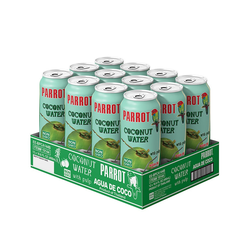 Parrot Coconut Water With Pulp, 16.6 oz, 12 Pack