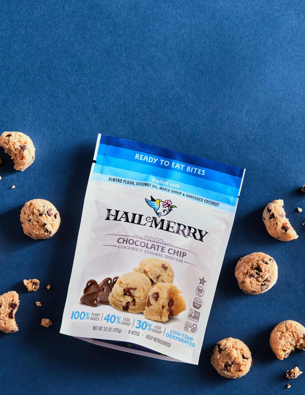 Hail Merry, Chocolate Chip Coconut Cookie Dough Bites, 3.5 oz, Pack of 8