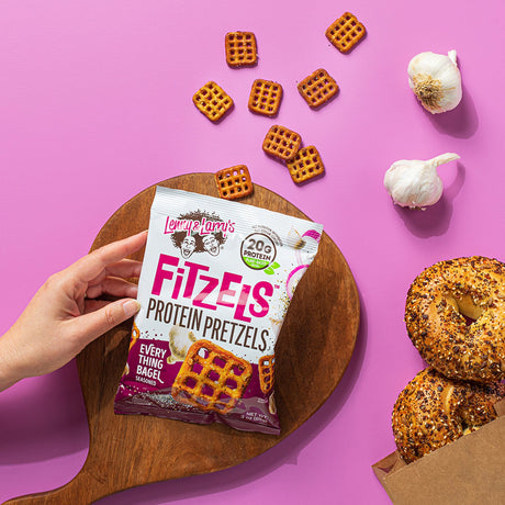 Lenny & Larry's Fitzels Protein Pretzels, Everything Bagel, 3 oz, Pack of 9