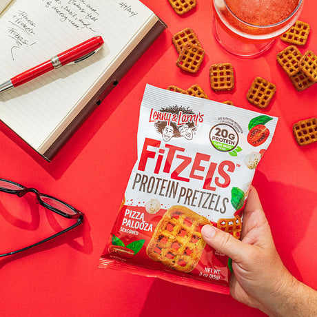 Lenny & Larry's Fitzels Protein Pretzels, Pizza Palooza, 3 oz, Pack of 8