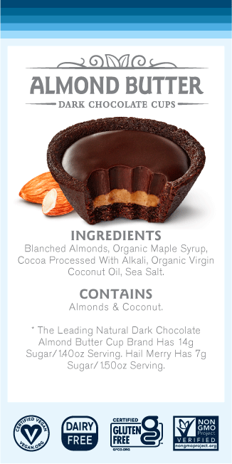 Hail Merry, Chocolate Almond Butter Cups (2 count), 1.5 oz, Pack of 12