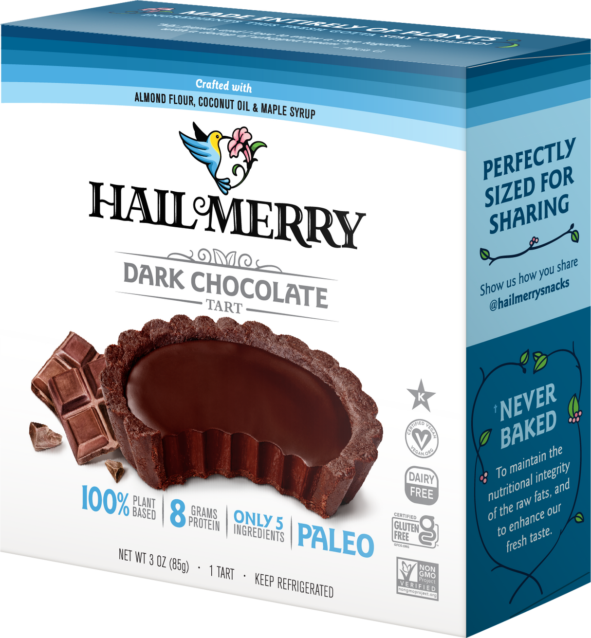 Hail Merry, Dark Chocolate Tart, 3 oz, Pack of 8