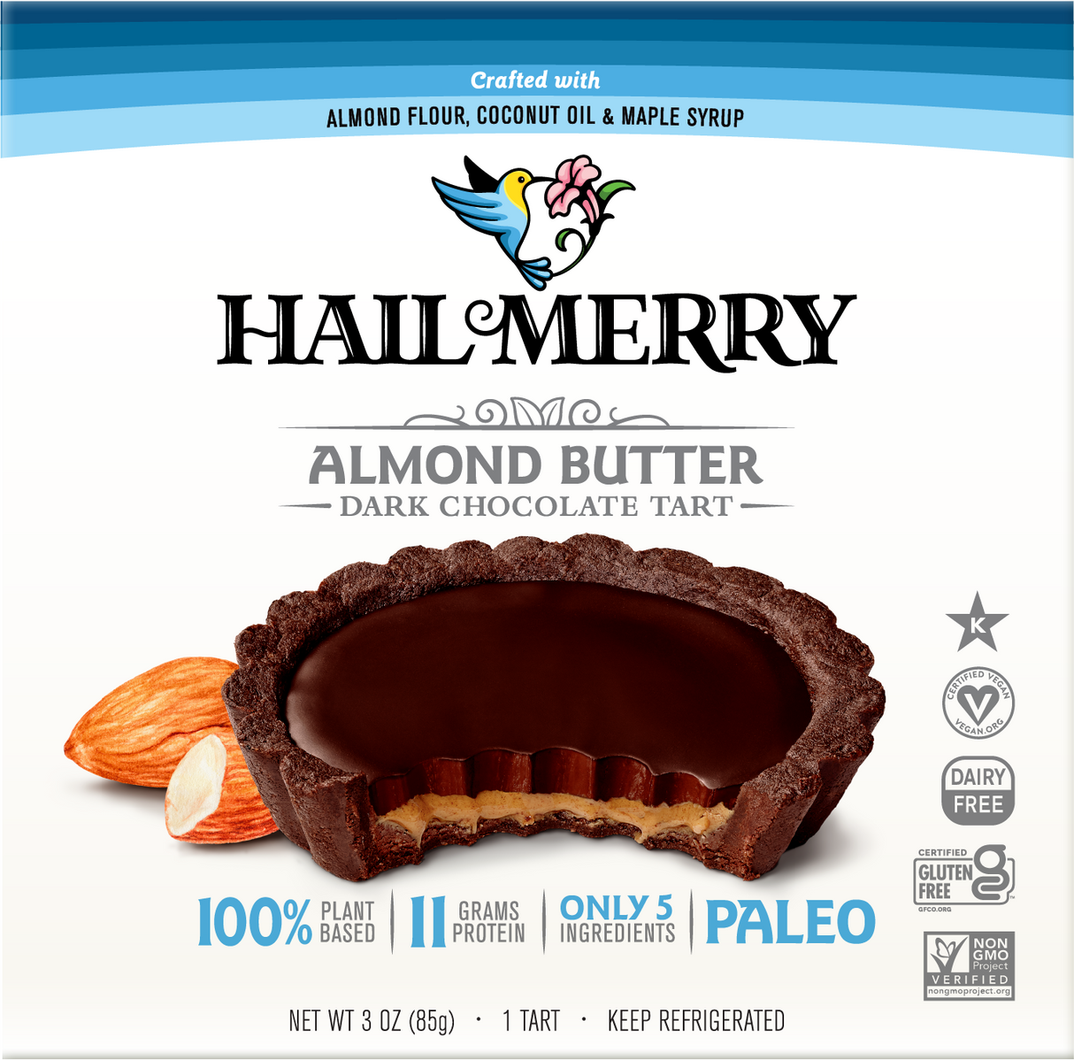 Hail Merry, Chocolate Almond Butter Tart, 3 oz, Pack of 8