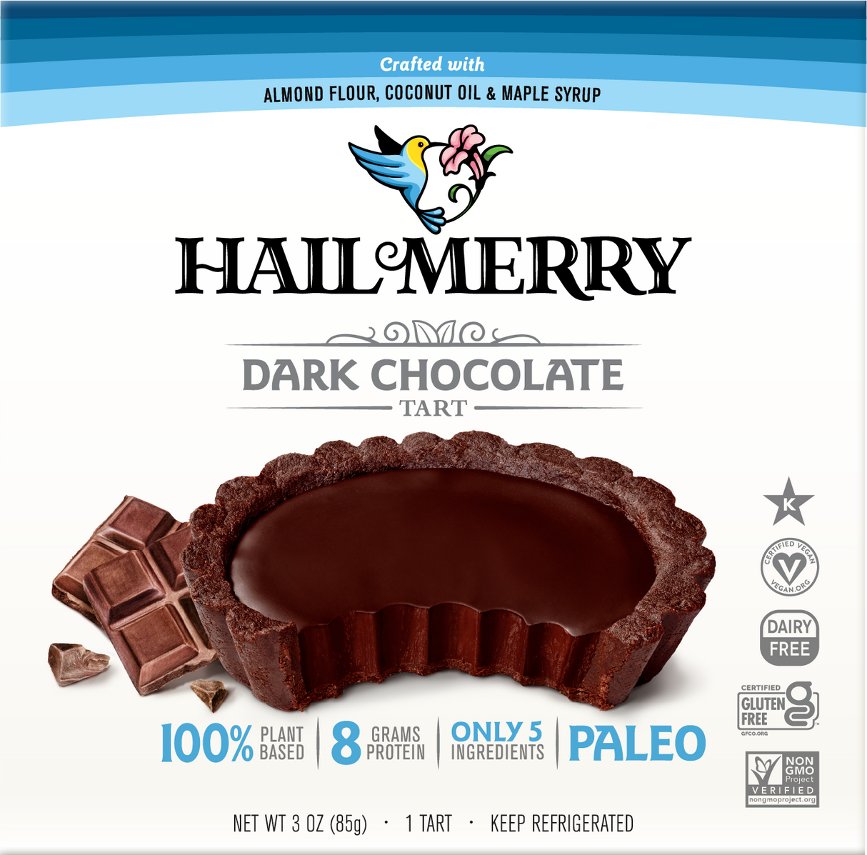 Hail Merry, Dark Chocolate Tart, 3 oz, Pack of 8