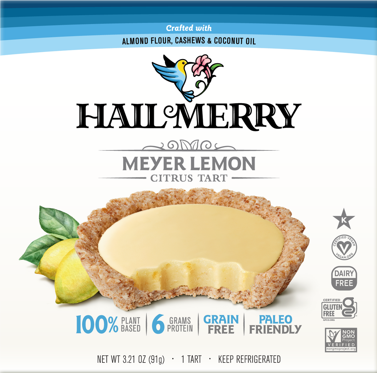 Hail Merry, Meyer Lemon Tart, 3 oz, Pack of 8