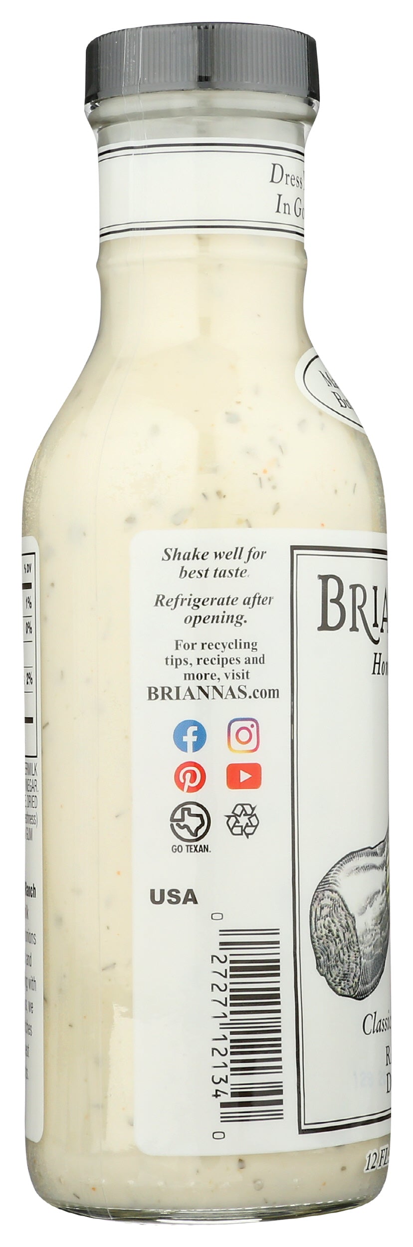Brianas Classic Buttermilk Ranch Dressing, 12 oz (Pack of 6)