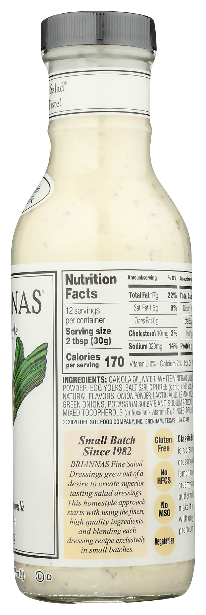 Brianas Classic Buttermilk Ranch Dressing, 12 oz (Pack of 6)