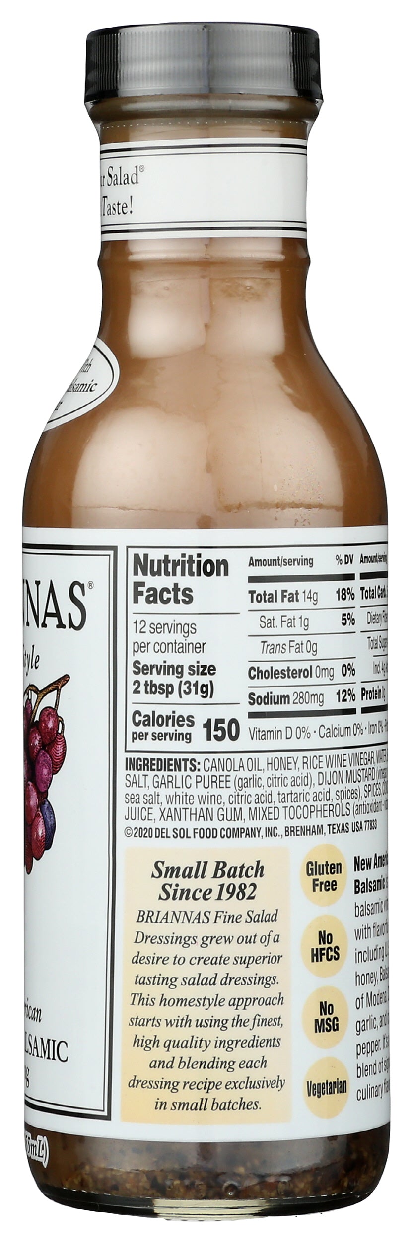 Brianna's New American Cream Balsamic Dressing, 12oz (Pack of 6)