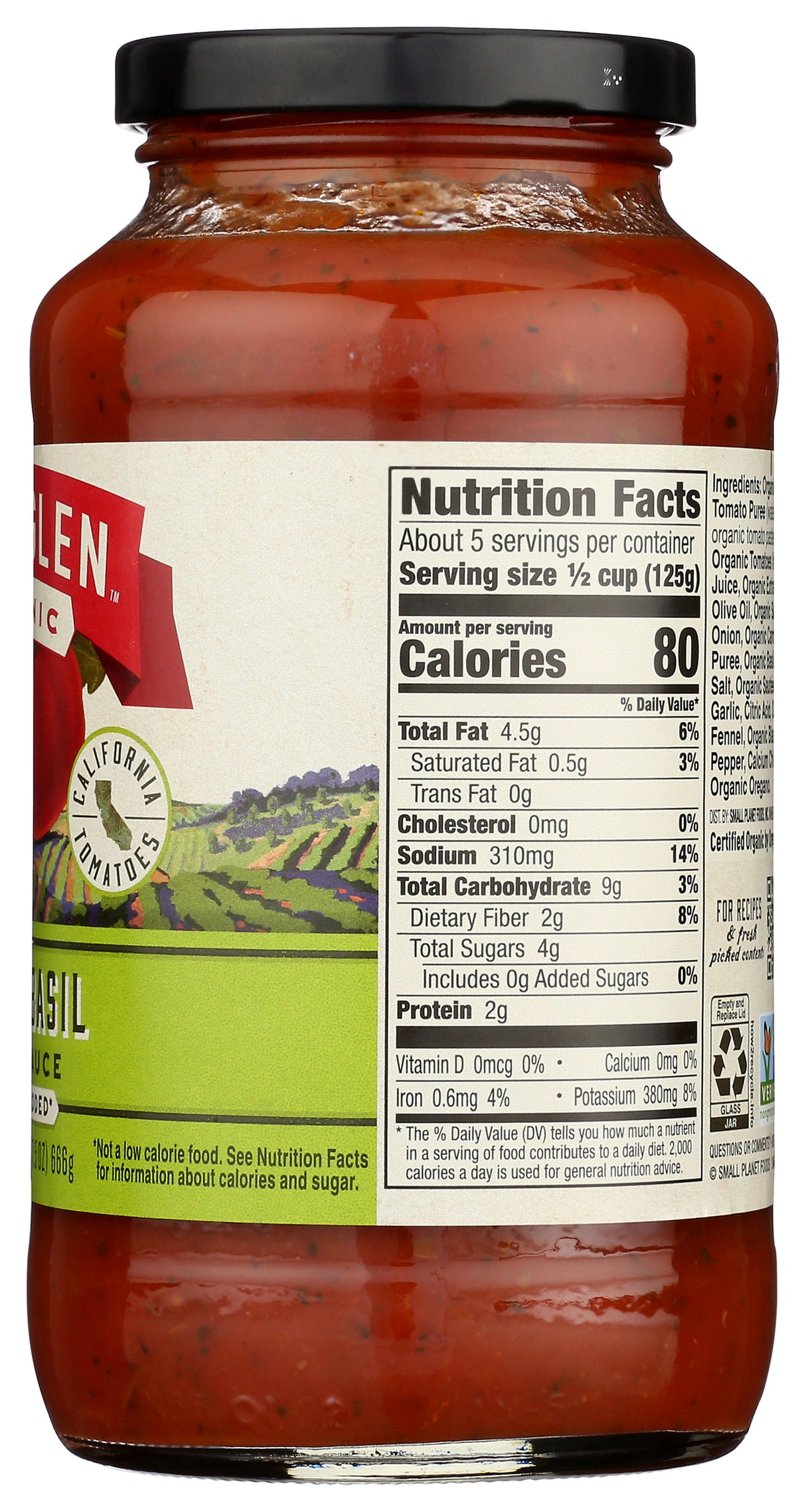 Muir Glen Tomato Basil Pasta Sauce, 23.5oz (pack of 12)