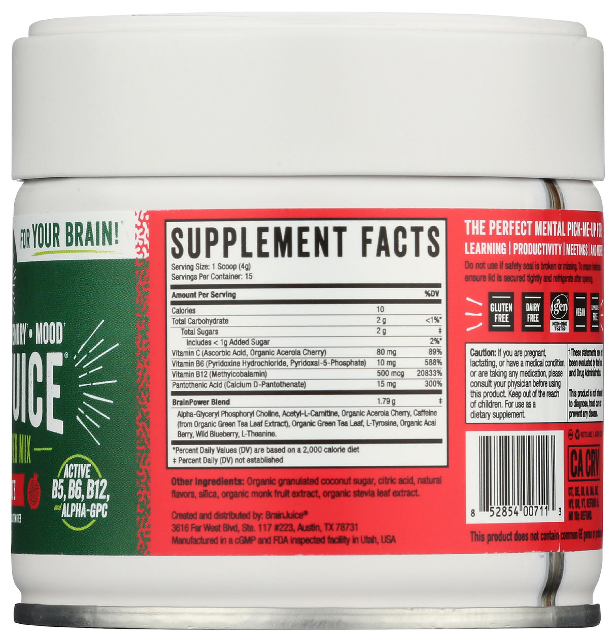 BrainJuice Pomegranate Daily BrainPower Mix | 15-servings