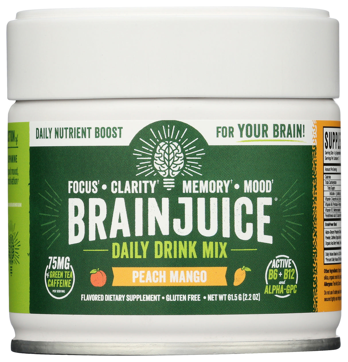 BrainJuice Daily BrainPower Mix Peach Mango - 15 Servings