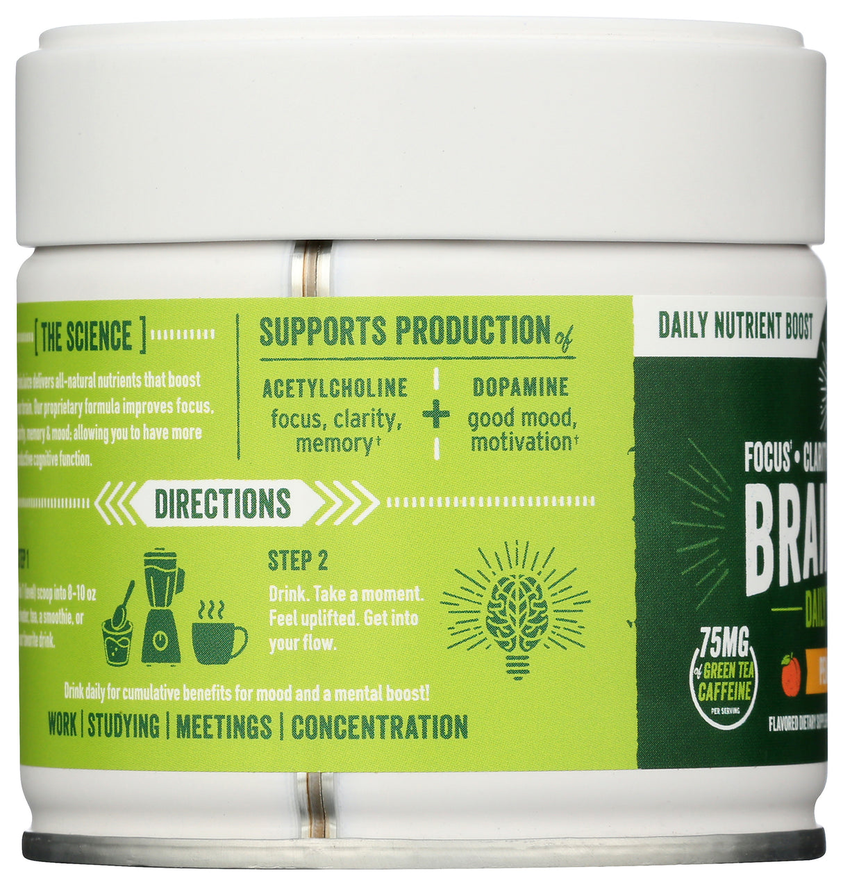 BrainJuice Daily BrainPower Mix Peach Mango - 15 Servings