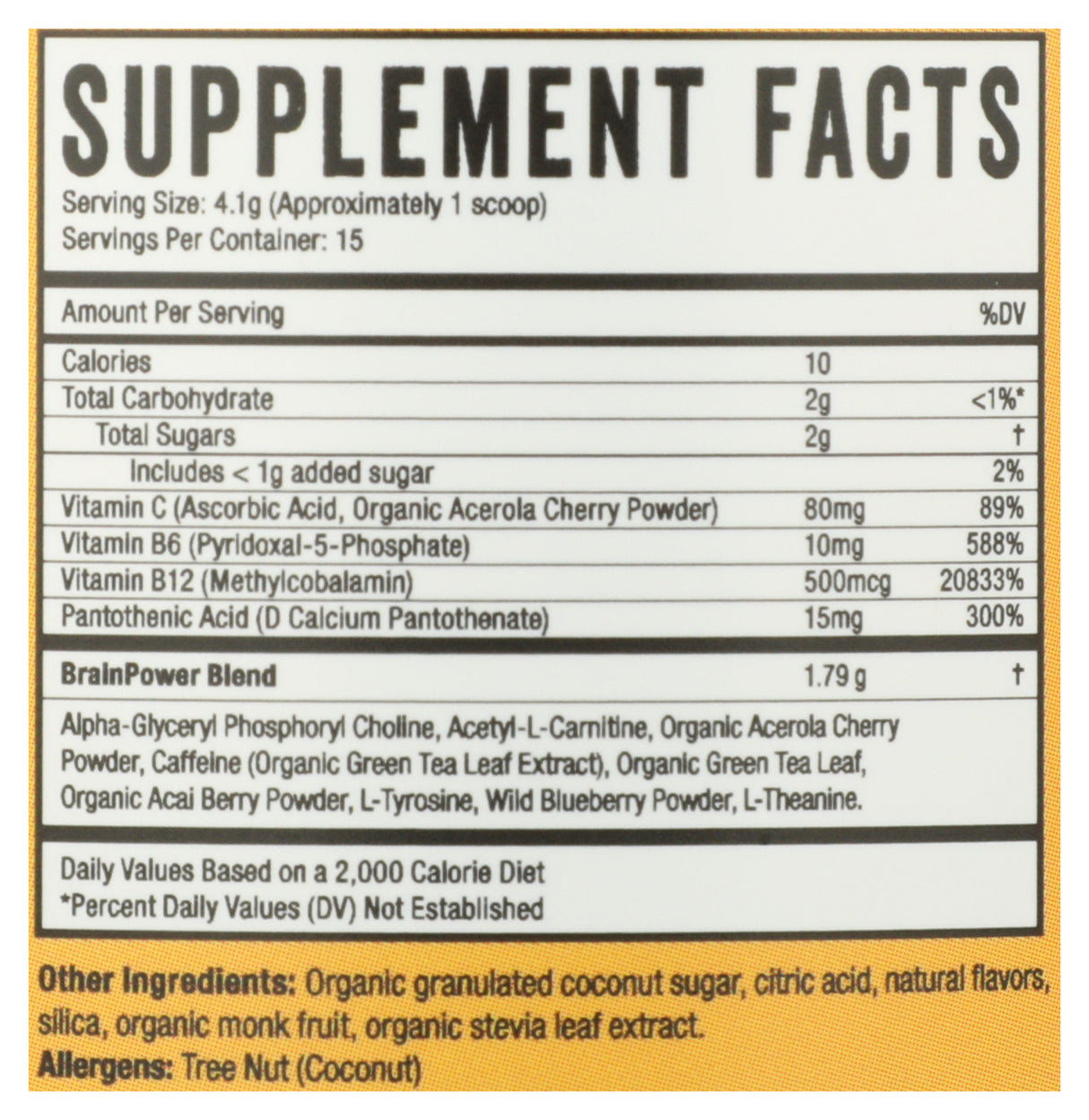 BrainJuice Daily BrainPower Mix Peach Mango - 15 Servings
