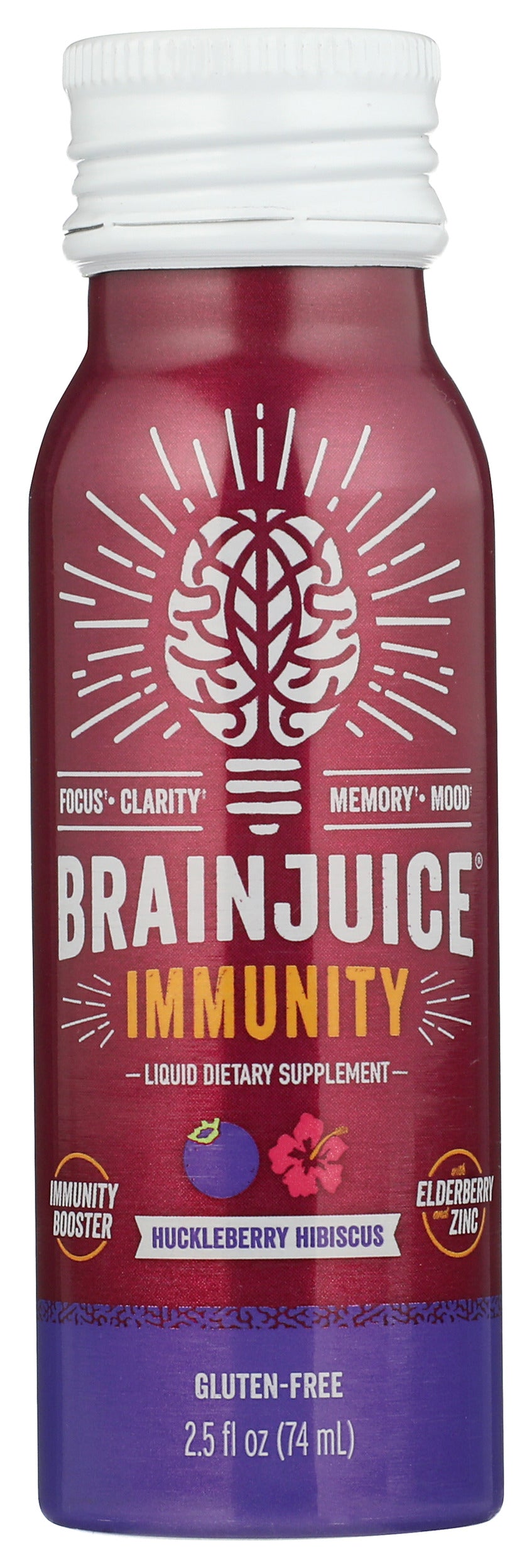 BrainJuice Immunity Huckleberry Hibiscus 2.5 oz. Ready to Drink Supplement | 12-pack