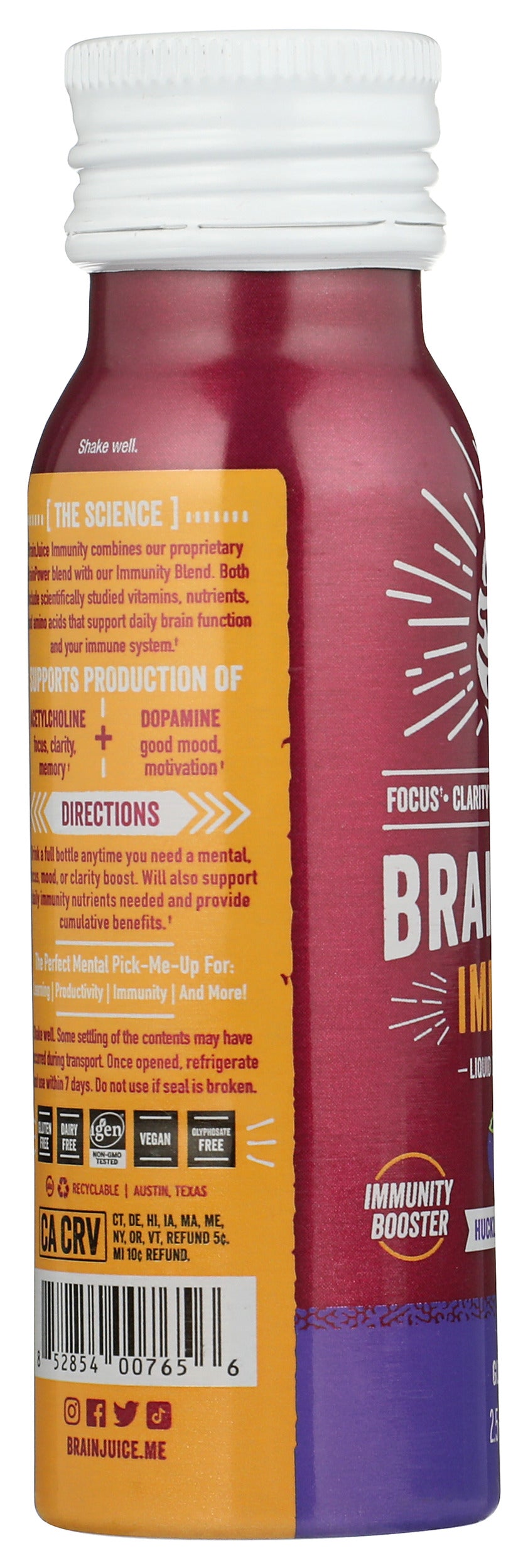 BrainJuice Immunity Huckleberry Hibiscus 2.5 oz. Ready to Drink Supplement | 12-pack
