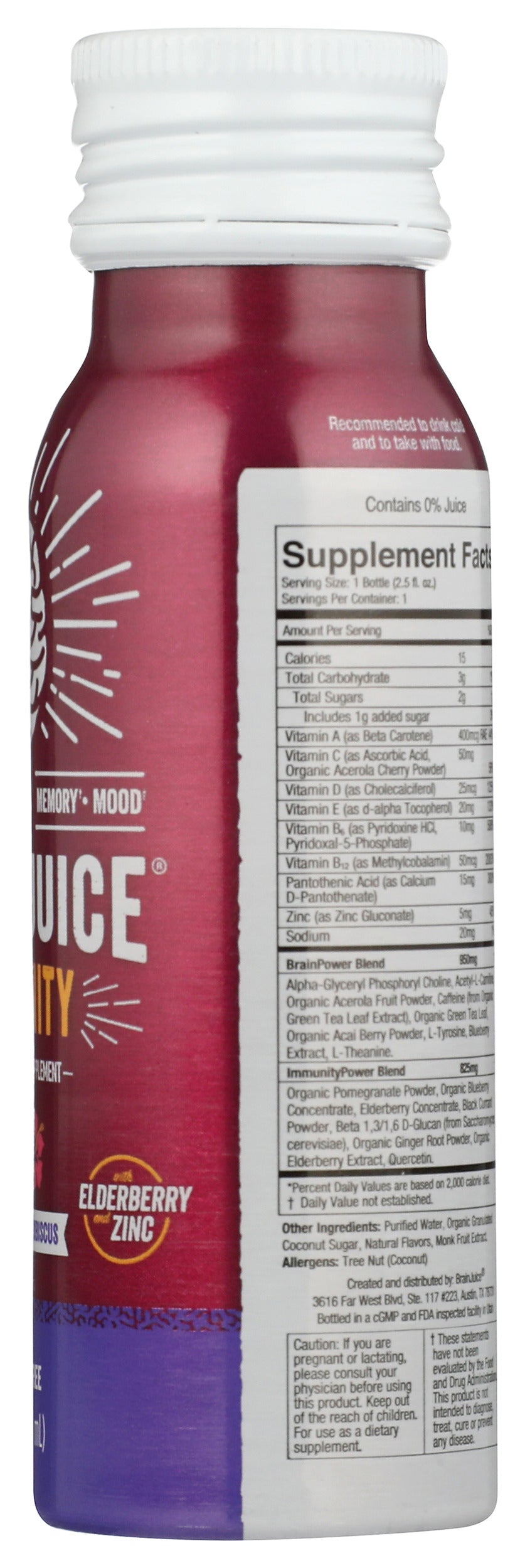 BrainJuice Immunity Huckleberry Hibiscus 2.5 oz. Ready to Drink Supplement | 12-pack