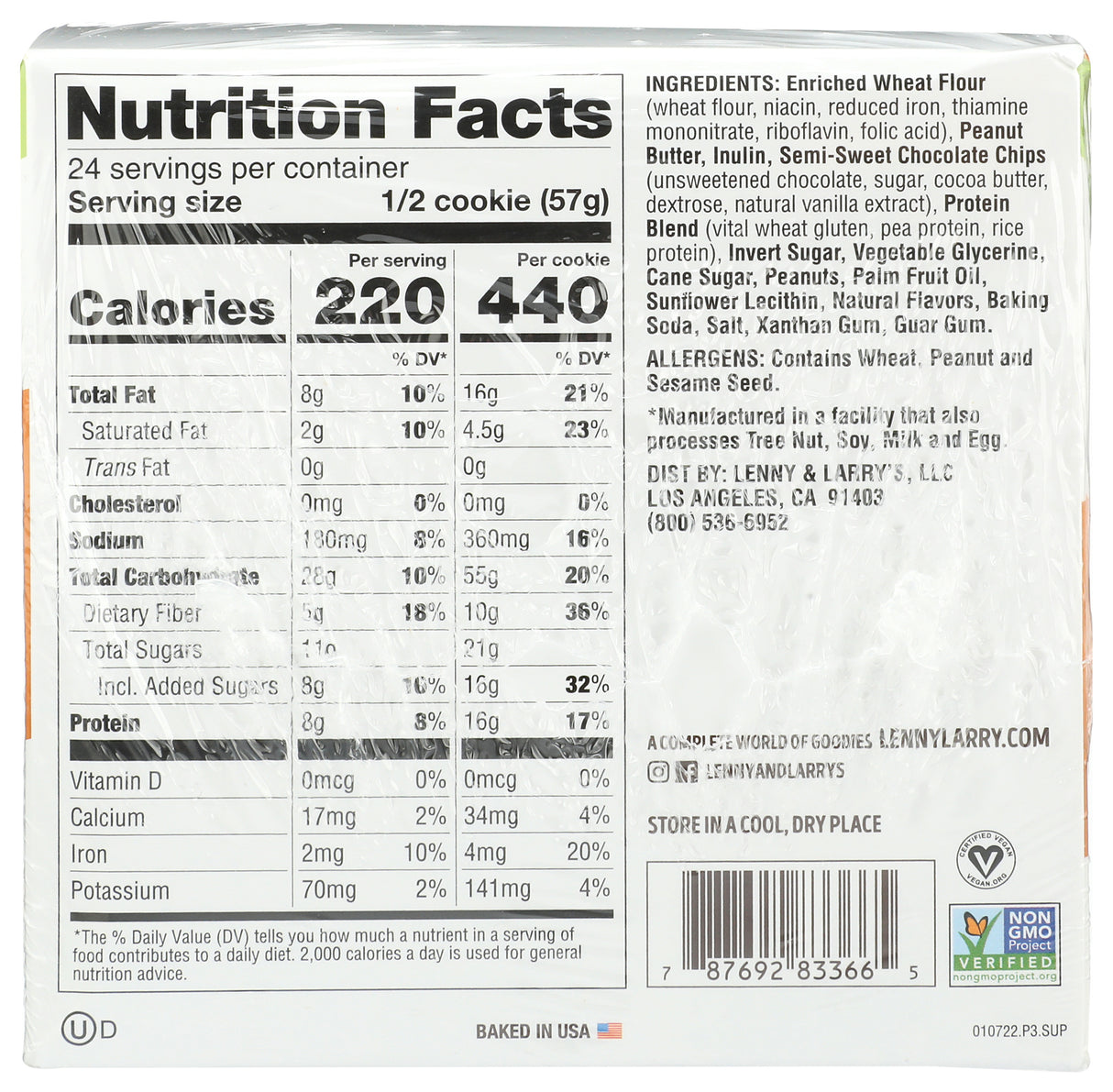 Lenny & Larry's, The Complete Cookie, Peanut Butter Chocolate Chip, 4 oz, Pack of 12