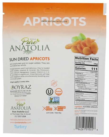 Pure Anatolia, Sun Dried Apricots 5 oz, 6 Pack