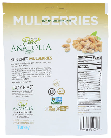 Pure Anatolia, Sun Dried White Mulberries, 5 oz, 6 Pack