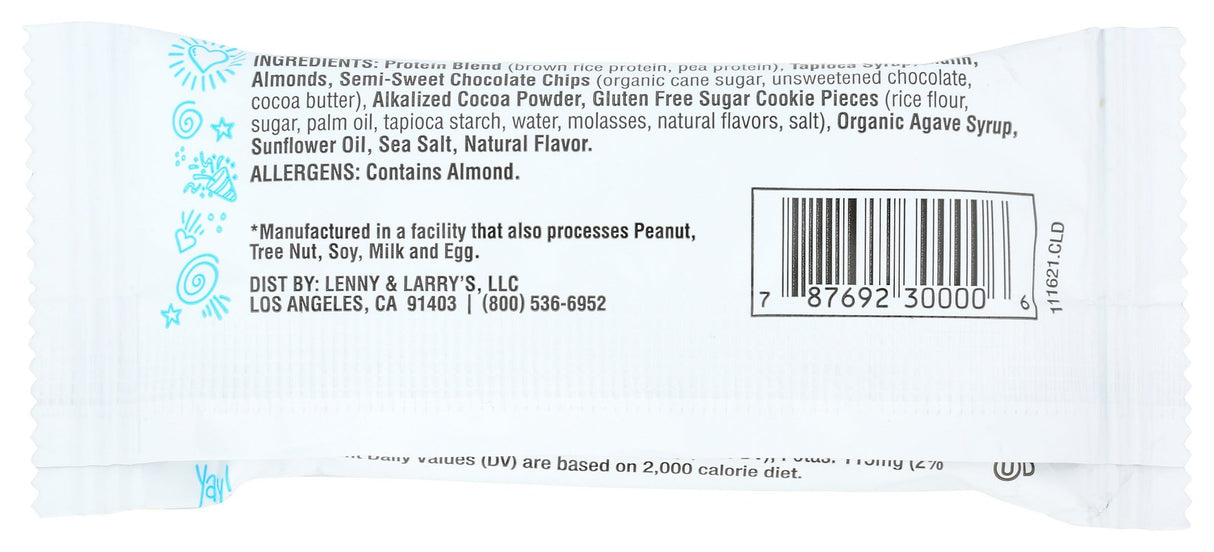 Lenny & Larry's, Cookie Filler Bar, Chocolate Almond Sea Salt, 1.59 oz, Pack of 9
