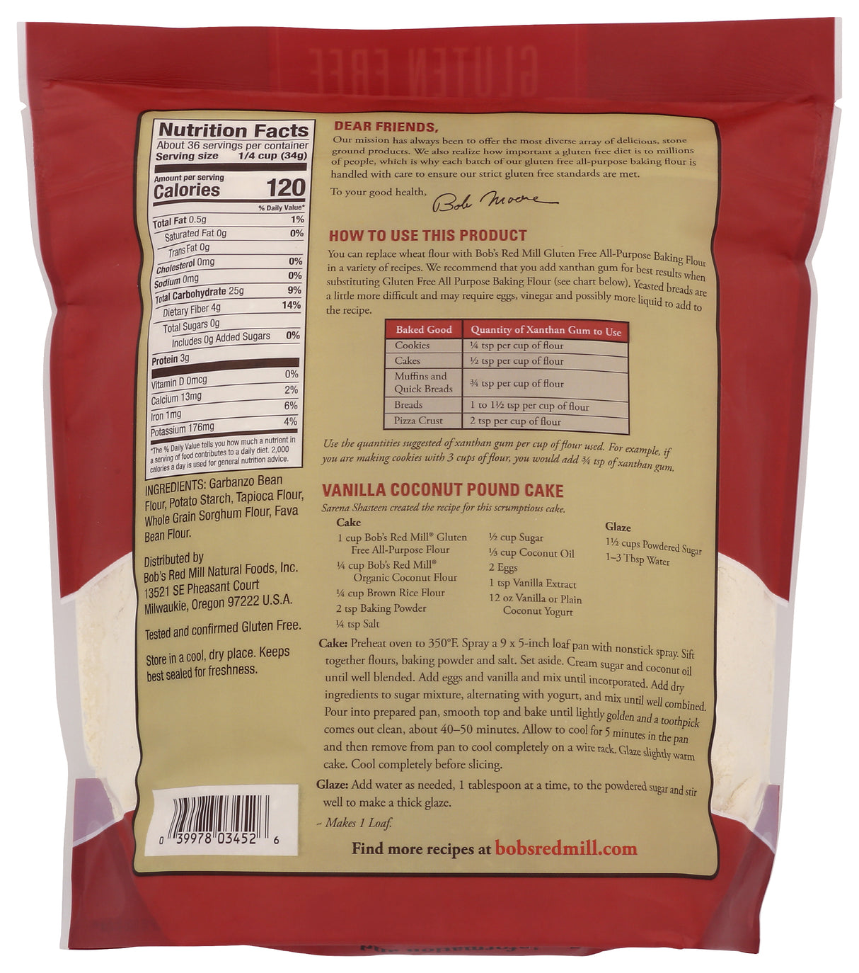 Bob's Red Mill All Purpose Flour Baking Flour, 44z (Pack of 4)