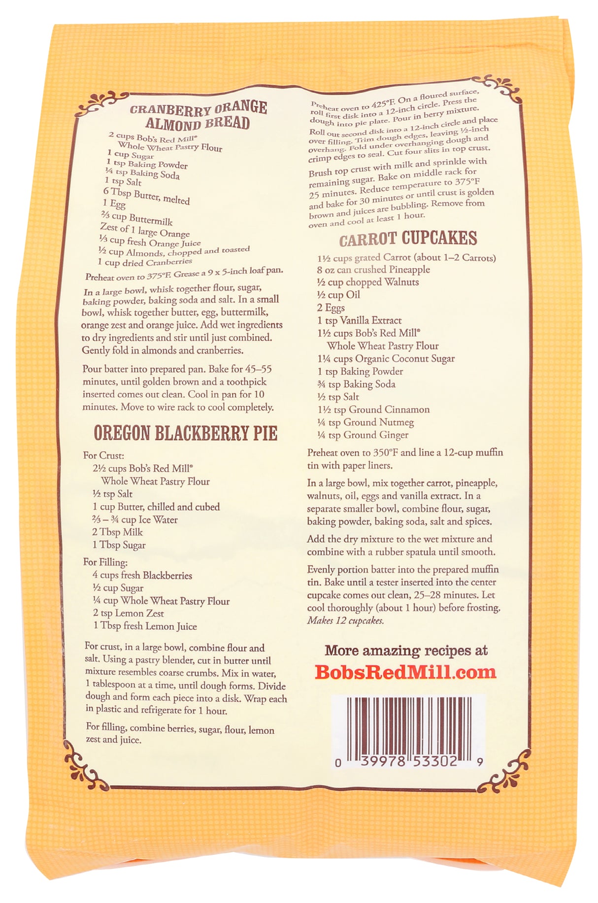 Bob's Red Mill Whole Wheat Pastry Flour, 5 Pound (Pack of 4)