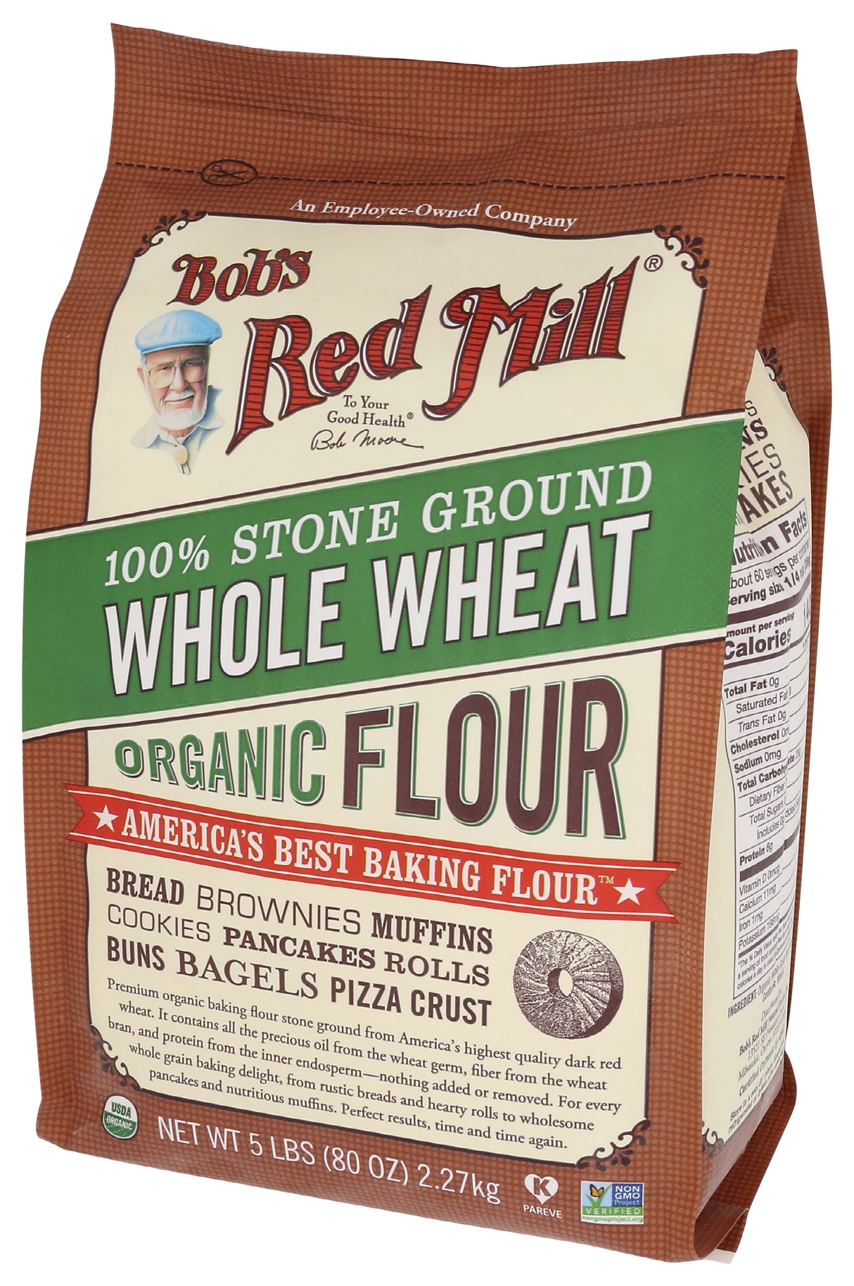 Bob's Red Mill Flour Whole Wheat Organic, 5-pounds (Pack of4) 320 Ounce