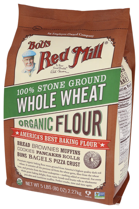 Bob's Red Mill Flour Whole Wheat Organic, 5-pounds (Pack of4) 320 Ounce