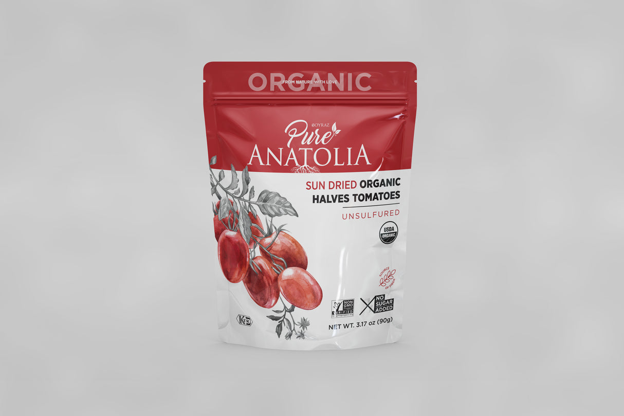 Pure Anatolia, Sun Dried Organic Halves Tomatoes, 3.17 oz, 6 Pack