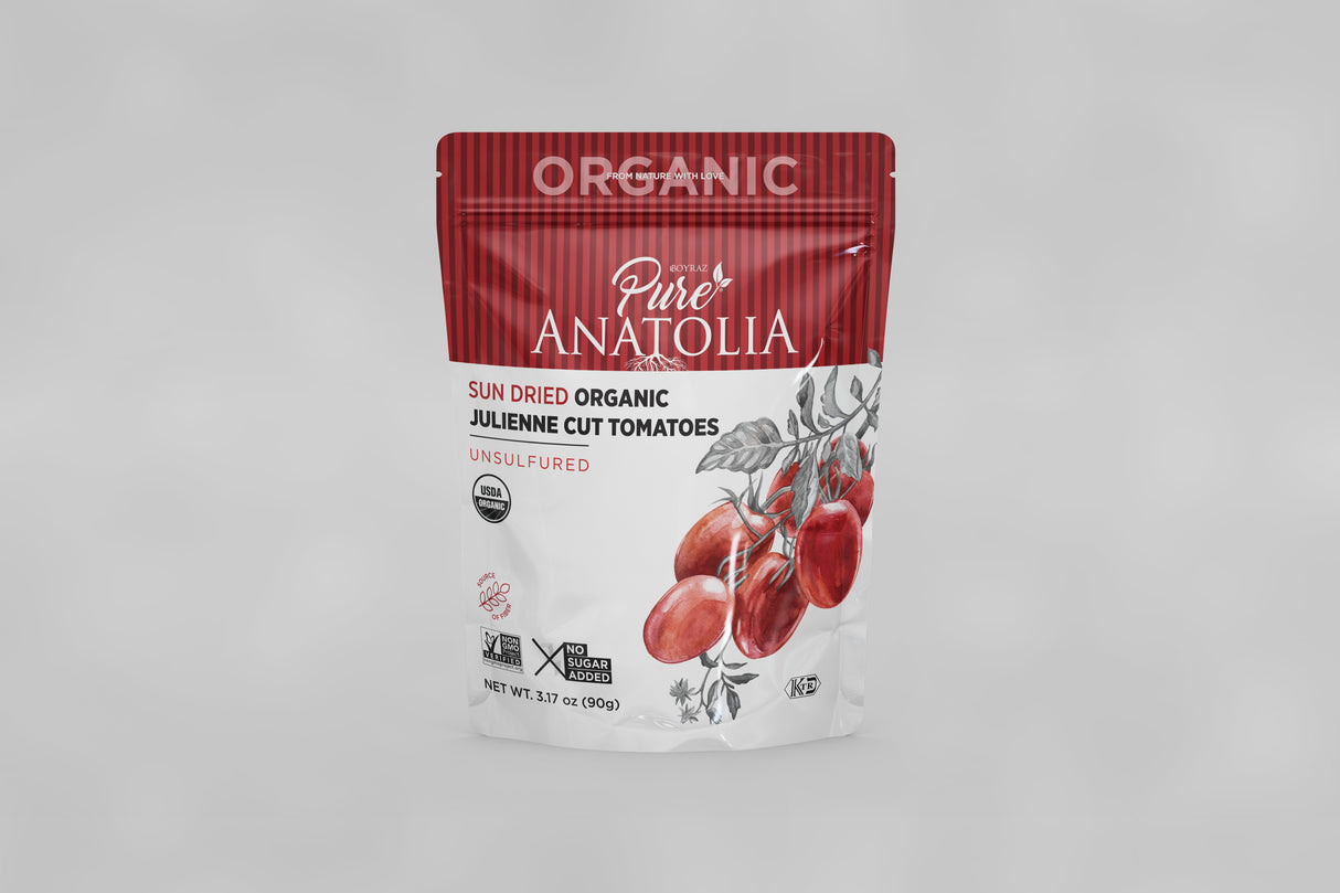 Pure Anatolia, Sun Dried Organic Julienne Tomatoes, 3.17 oz, 6 Pack