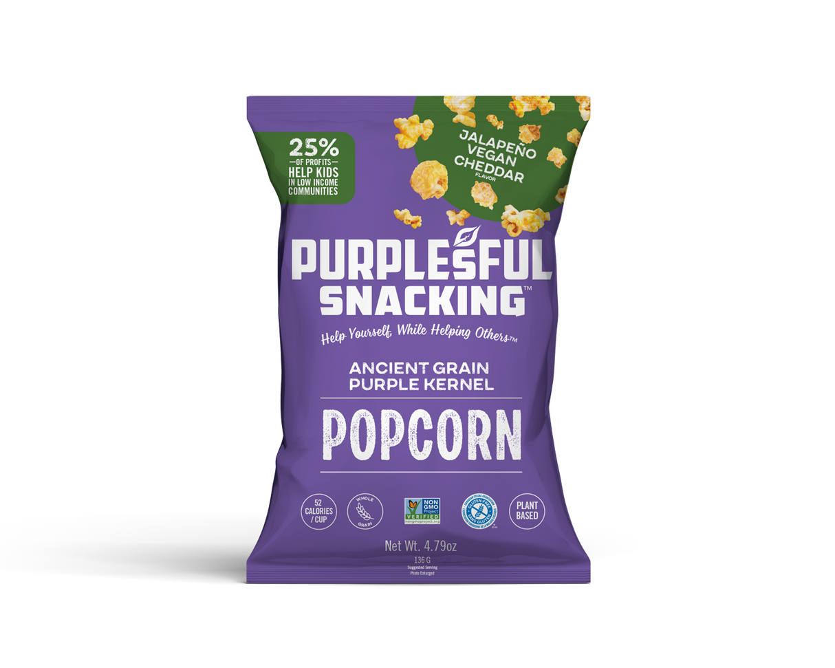 PURPLEsFUL Jalapeno Vegan Cheddar Popcorn, 4.79 oz., 9 Pack