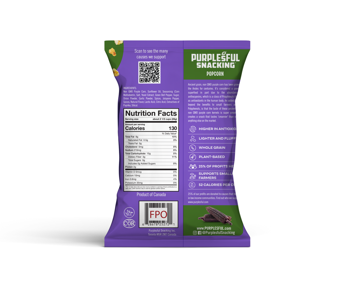 PURPLEsFUL Jalapeno Vegan Cheddar Popcorn, 4.79 oz., 9 Pack