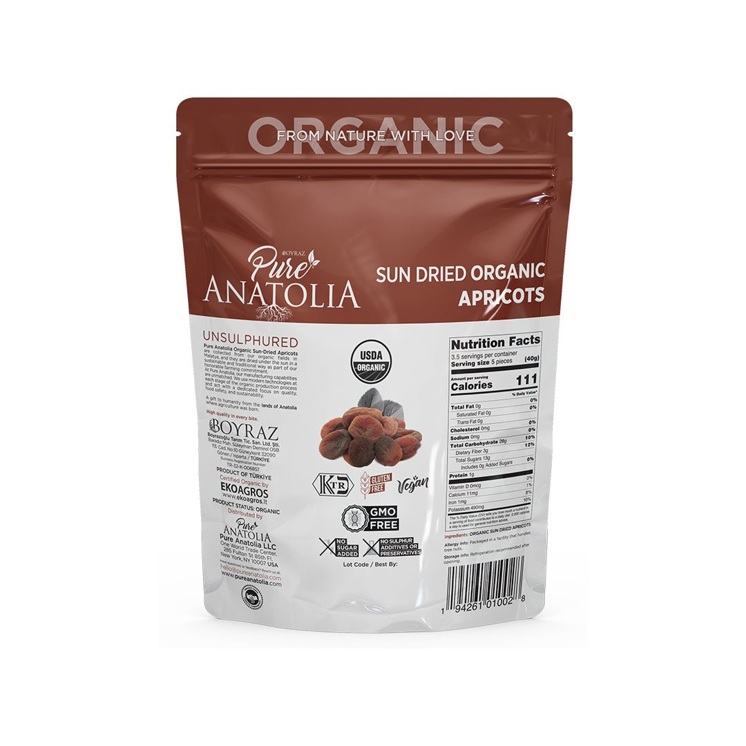 Pure Anatolia, Sun Dried Organic Apricots 5 oz, 6 Pack