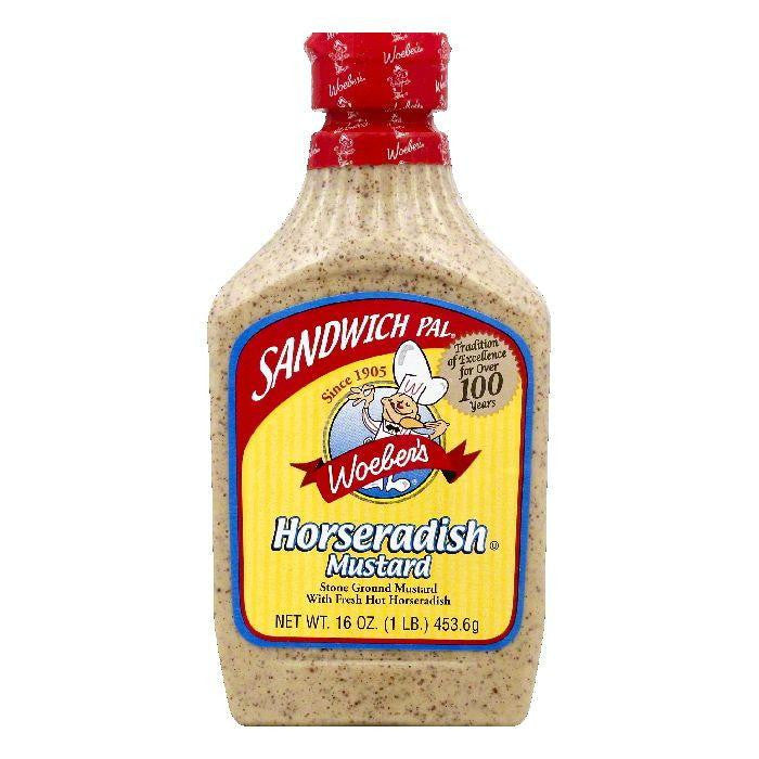Woebers Horseradish Mustard, 16 OZ (Pack of 6)