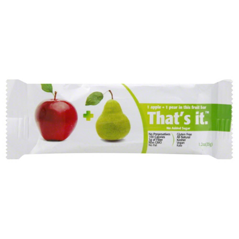 Thats It 1 Apple + 1 Pear Fruit Bar, 1.2 Oz (Pack of 12)