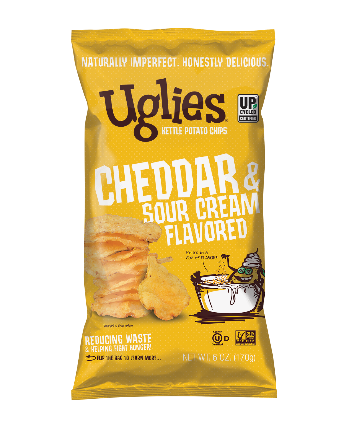 Uglies Cheddar & Sour Cream Chip, 6 Oz, Pack of 12