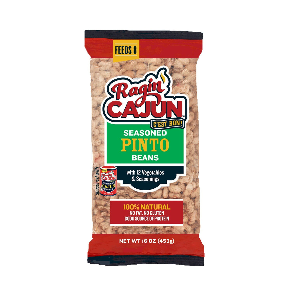 Ragin' Cajun Seasoned Pinto Beans 16 oz, 12 Pack