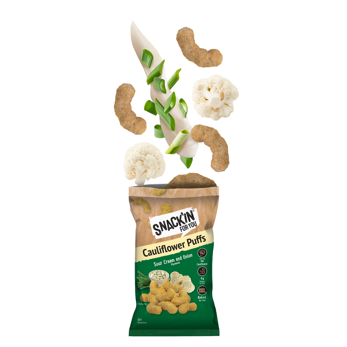 Cauliflower Puffs Sour Cream & Onion, 4 oz, Pack of 12
