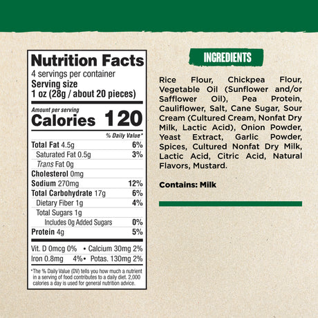 Cauliflower Puffs Sour Cream & Onion, 4 oz, Pack of 12
