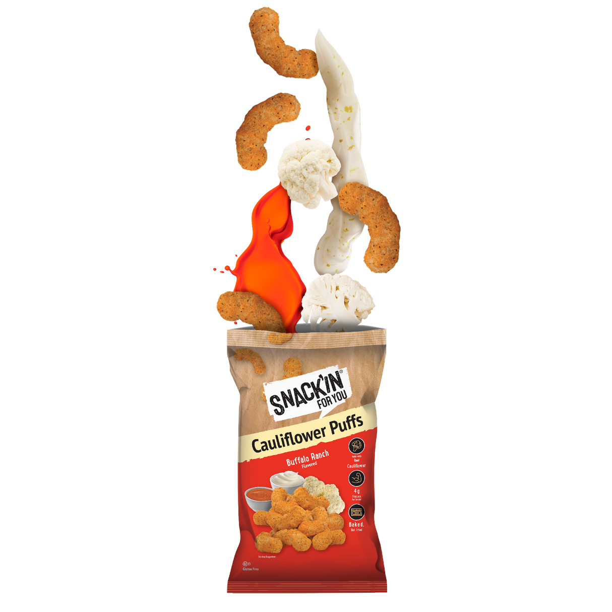 Cauliflower Puffs Buffalo Ranch, 4 oz, Pack of 12