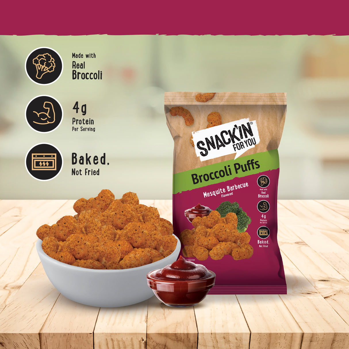 Broccoli Puffs Mesquite Barbecue, 4 oz, Pack of 12