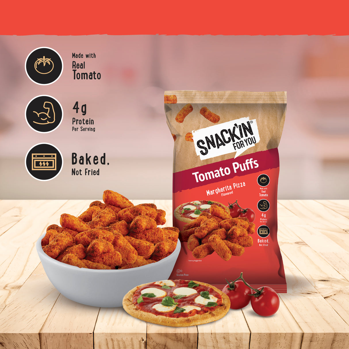 Tomato Puffs Margherita Pizza, 4 oz, Pack of 12