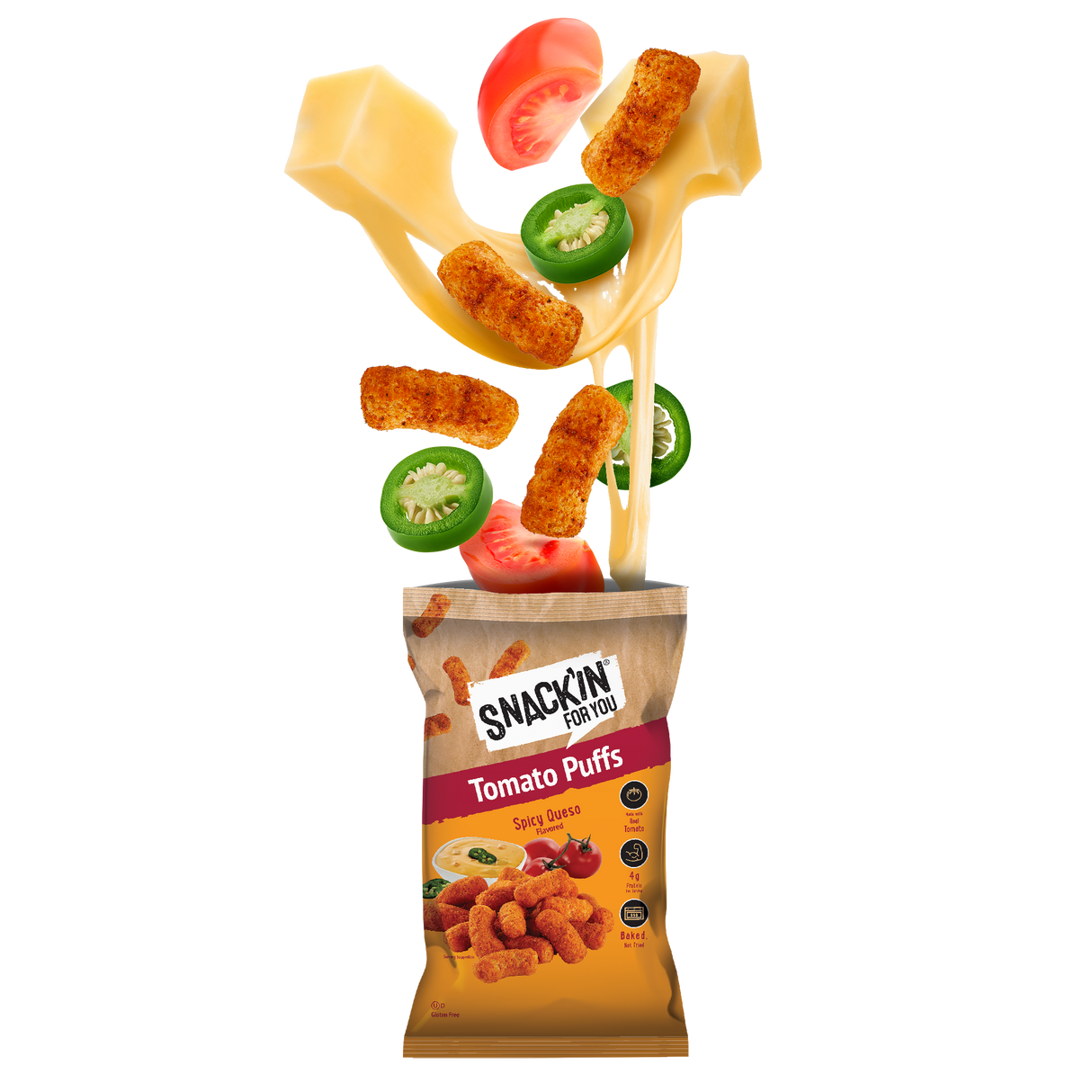 Tomato Puffs Spicy Queso, 4 oz, Pack of 12