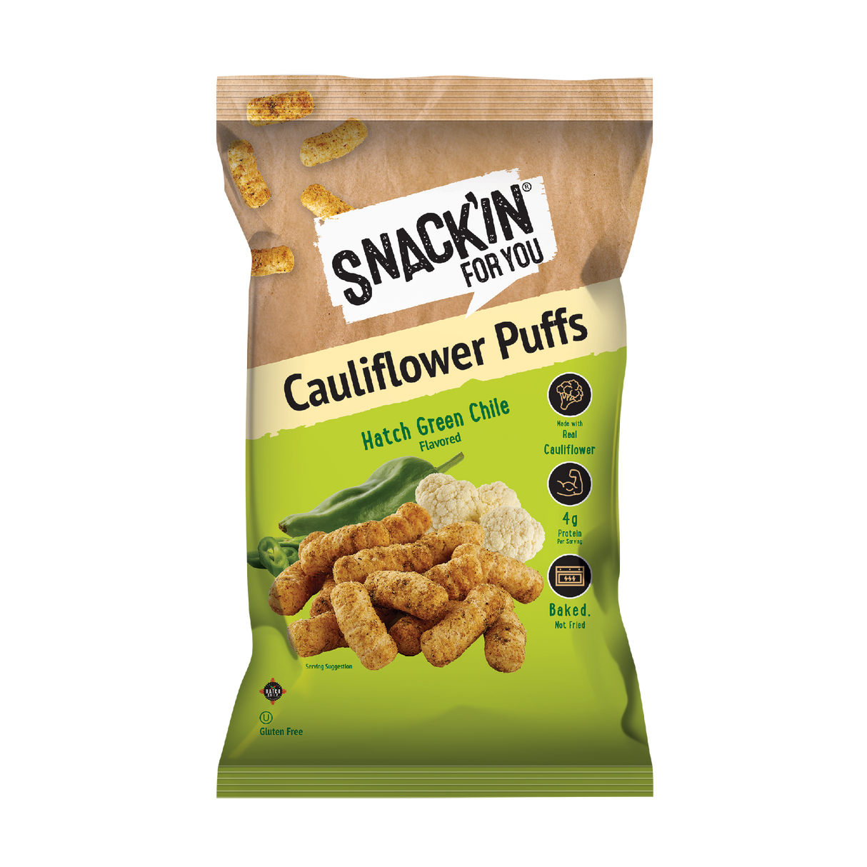 Cauliflower Puffs Hatch Green Chile, 4 oz, Pack of 12