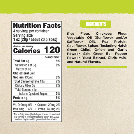 Cauliflower Puffs Hatch Green Chile, 4 oz, Pack of 12